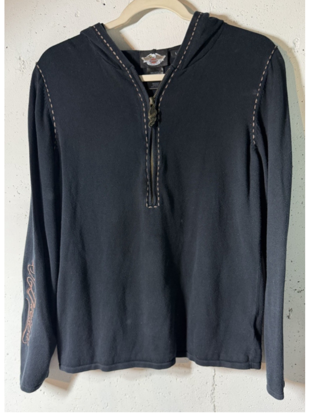 Harley-Davidson Women's Size L Hoodie Half Zip Harley Davidson Sleeves
